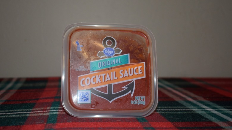 square container of Kroger original cocktail sauce