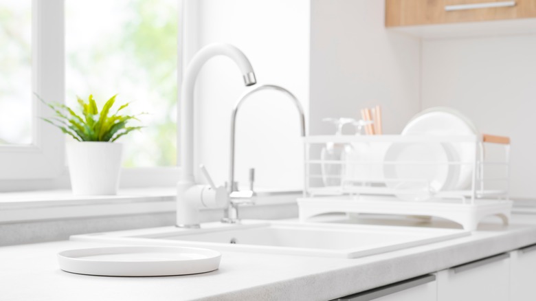 white sink in white kitchen