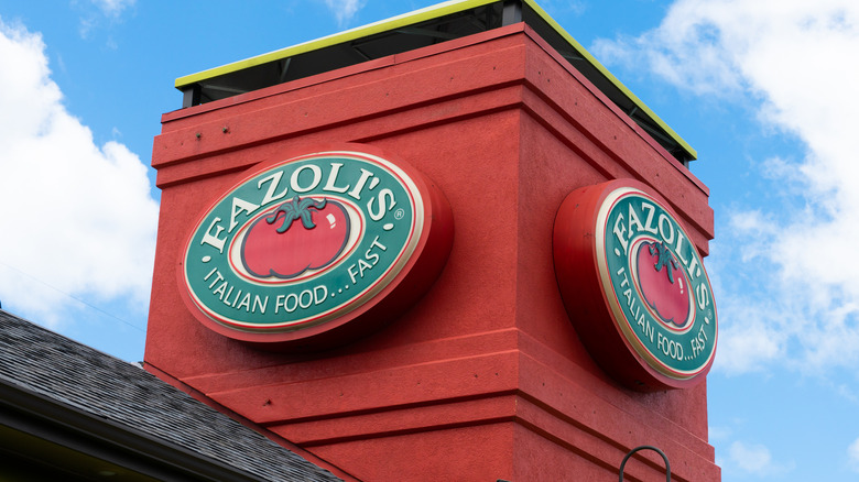 A Fazoli's sign on a Fazoli's restaurant