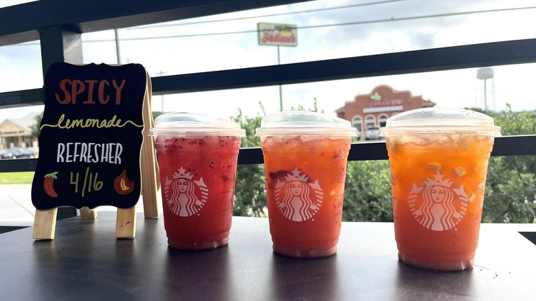 Starbucks spicy Refreshers sitting on a table