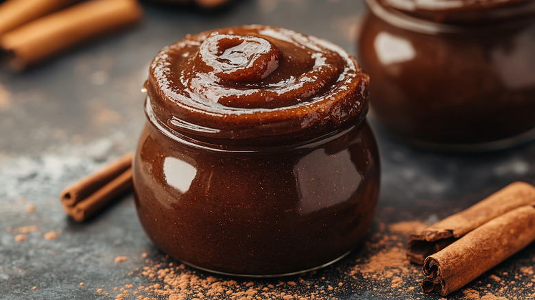 Apple butter in a glass jar
