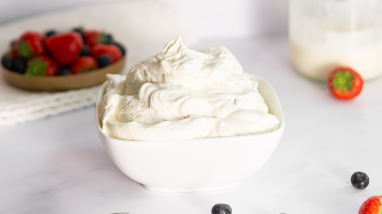 whipped cream in bowl