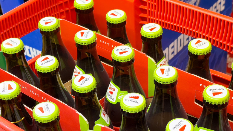 Cases of beer in a shopping cart