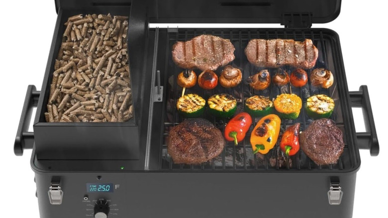 Grilling different meats on a portable pellet grill