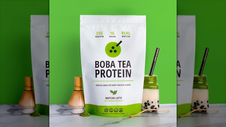 Bag of Boba Tea Protein Matcha Latte Whey Protein Powder