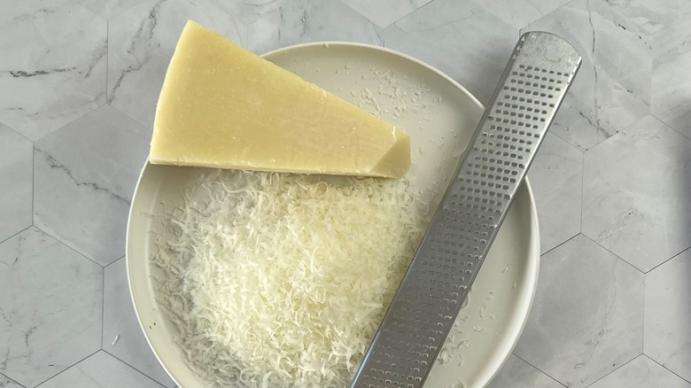 plate grated pecorino romano cheese