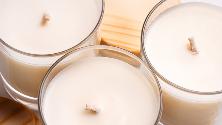 poured wax candles clustered together