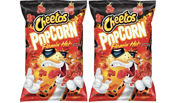 Two bags of Cheetos Flamin' Hot Popcorn