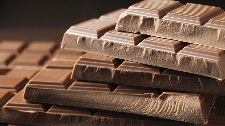 A close-up image of bars of chocolate
