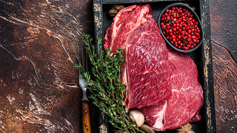 Uncooked. Chuck eye steaks 
