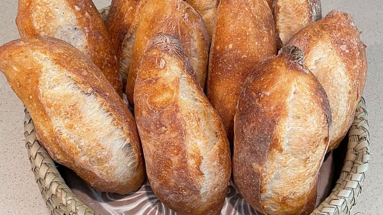 Ciriola rolls in bread basket