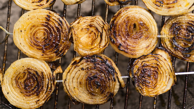 Slices of grilled onion