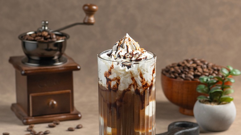 chocolate and whipped cream on top of frappe