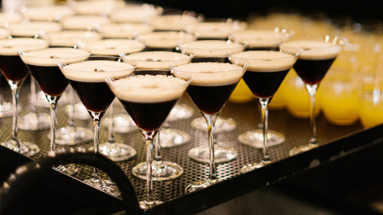 Tray of espresso martinis