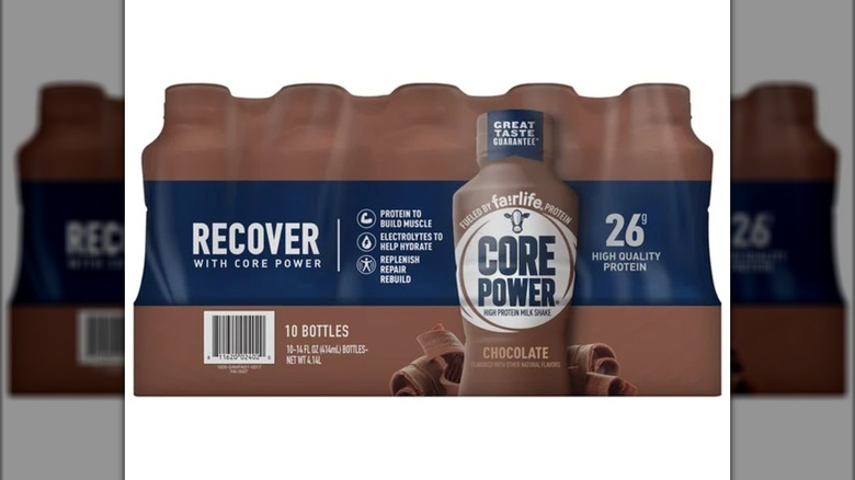 A case of Fairlife Core Power protein shakes