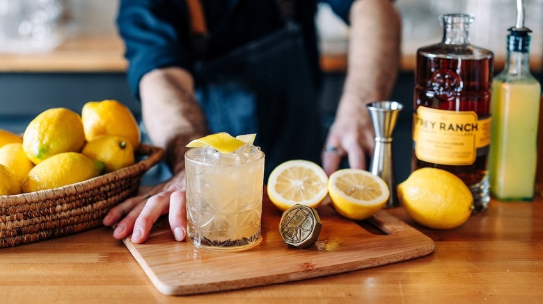 Farmer's Lemonade on wood cutting board