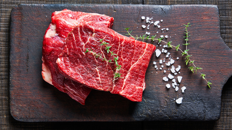 Raw flat iron steaks