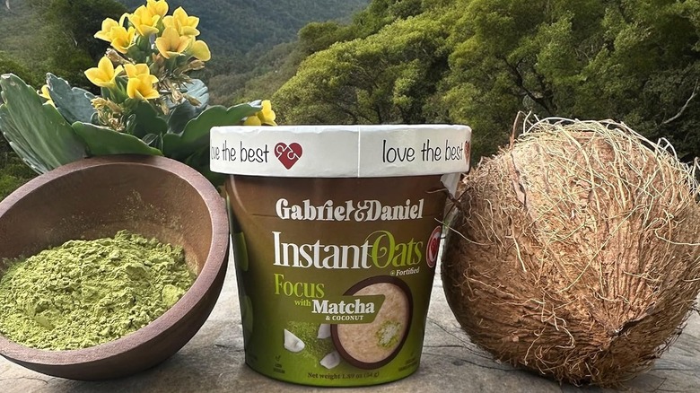 Container of Gabriel & Daniel Instant Oatmeal with Matcha & Coconut