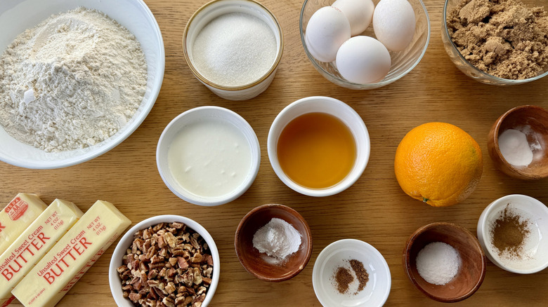 Ingredients for old fashioned whiskey cake