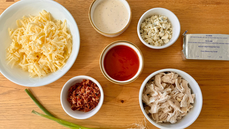 Ingredients for Buffalo chicken dip