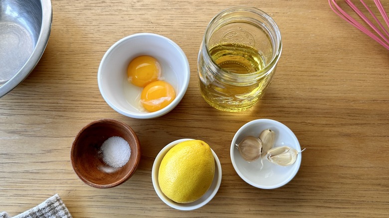 Ingredients for standard aioli