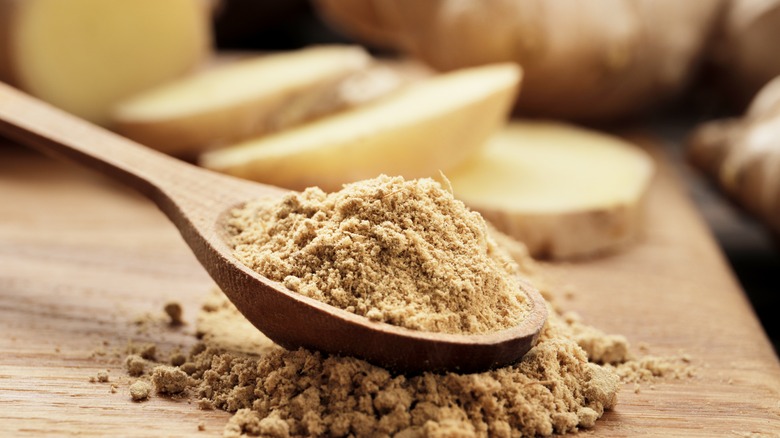 Powdered ginger in a spoon