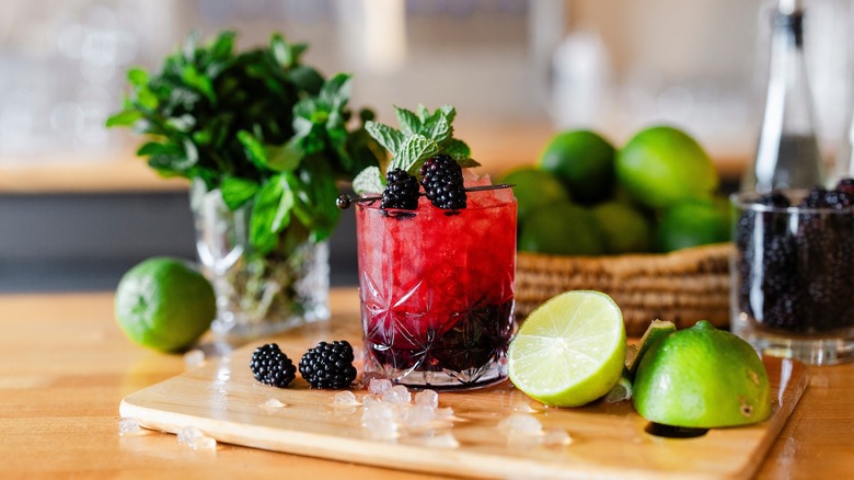 Harvester's Blackberry Smash with limes