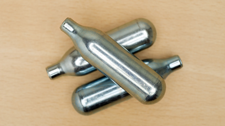 A stack of CO2 canisters.