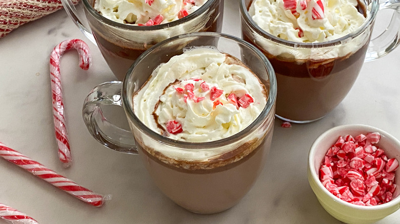 3 mugs of hot chocolate
