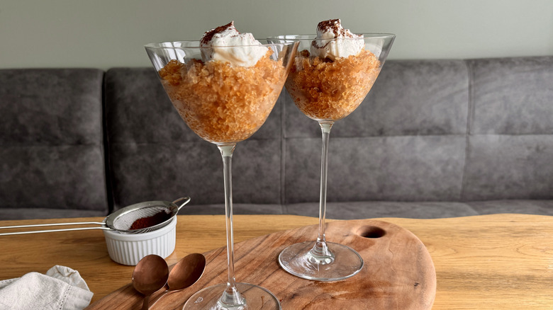 Coffee granita with whipped cream