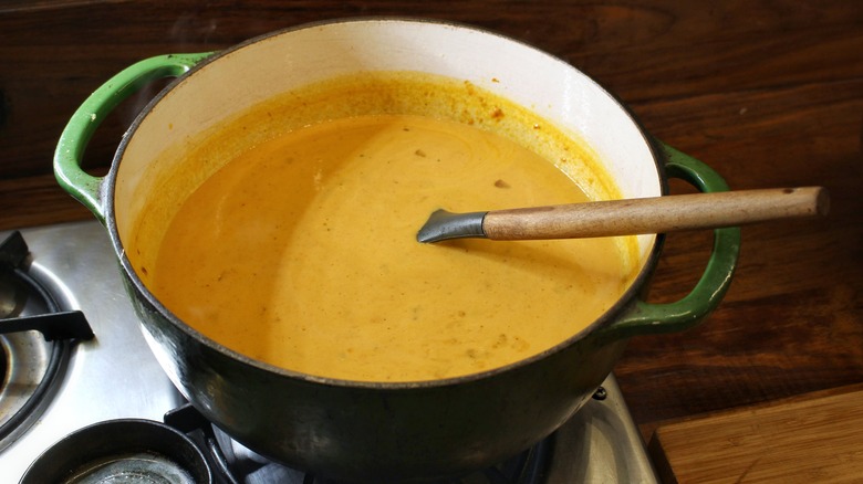 pot of coconut pumpkin soup