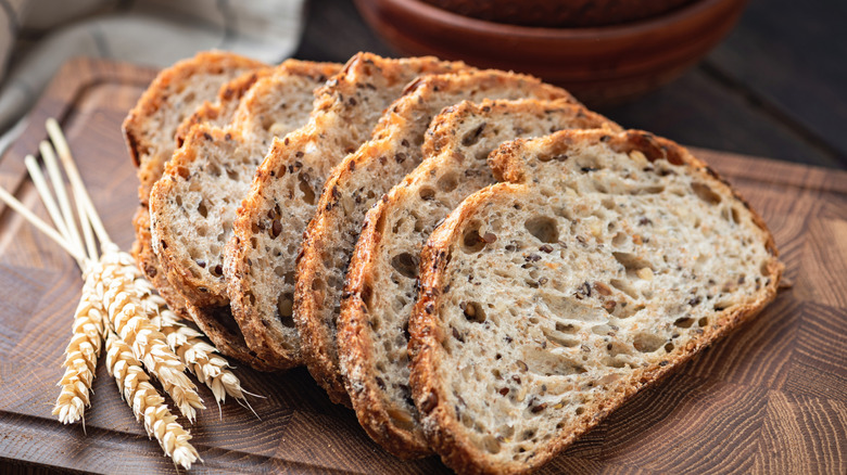 A sliced loaf of artisan bread
