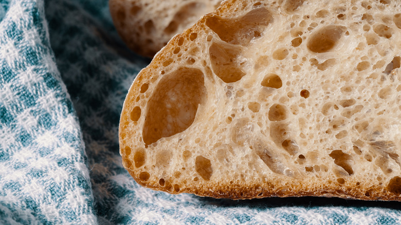 A slice of wholemeal sourdough bread