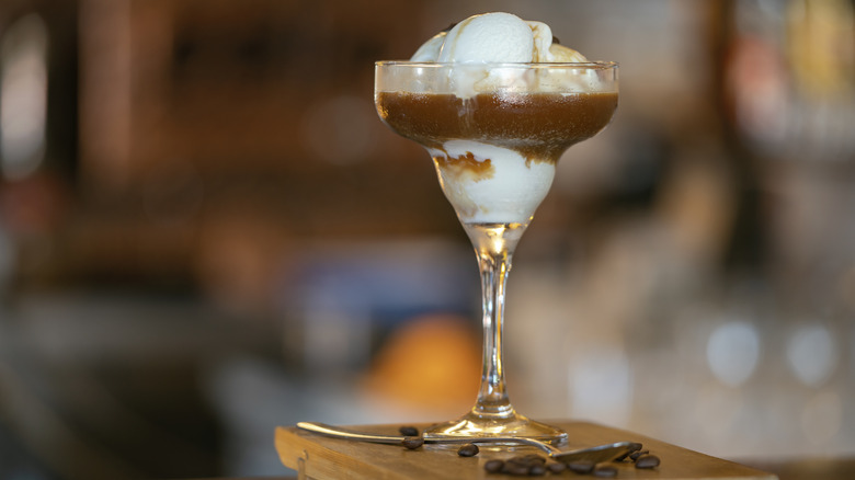 Affogato in a cocktail glass