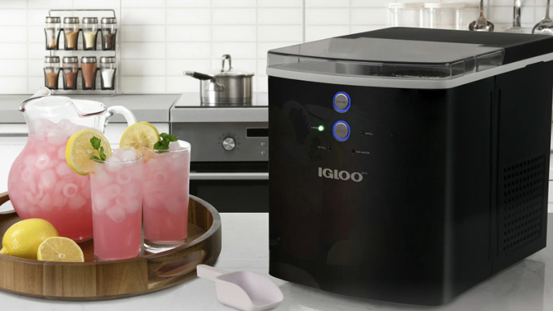 Iced pink lemonade and Igloo ice maker