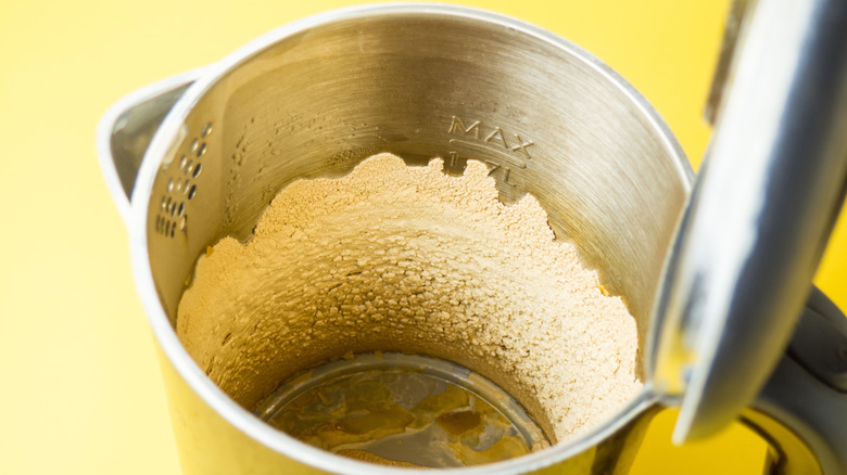 Inside of kettle with limescale marks