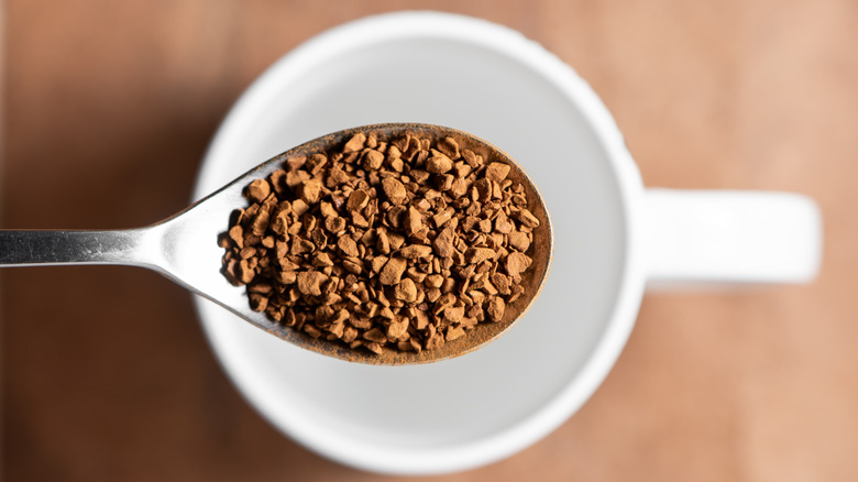 A spoonfull of instant coffee granules