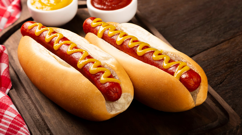 Two hot dogs