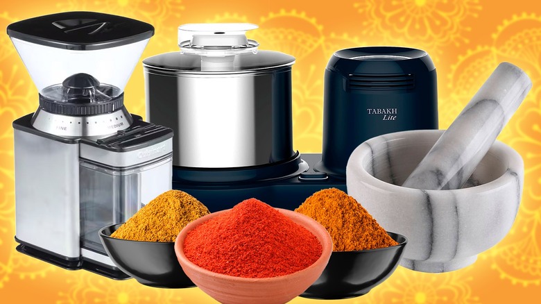 Popular Indian spices and tools to grind them