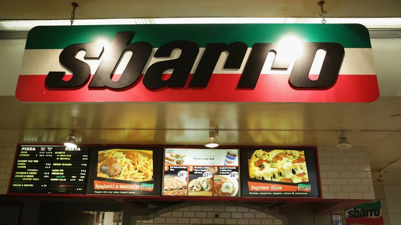 Sbarro sign and menu