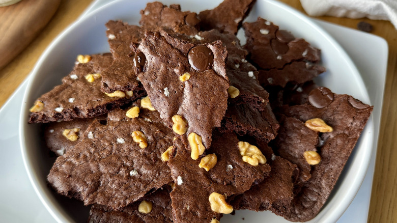 Brownie brittle pieces in bowl