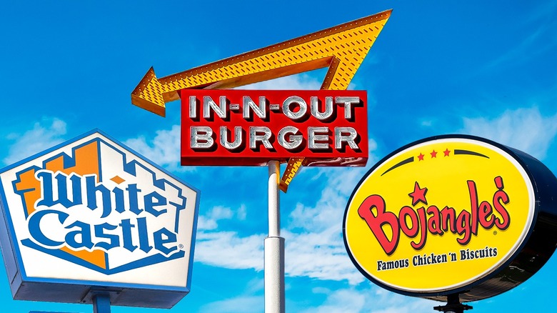A collection of fast food signs