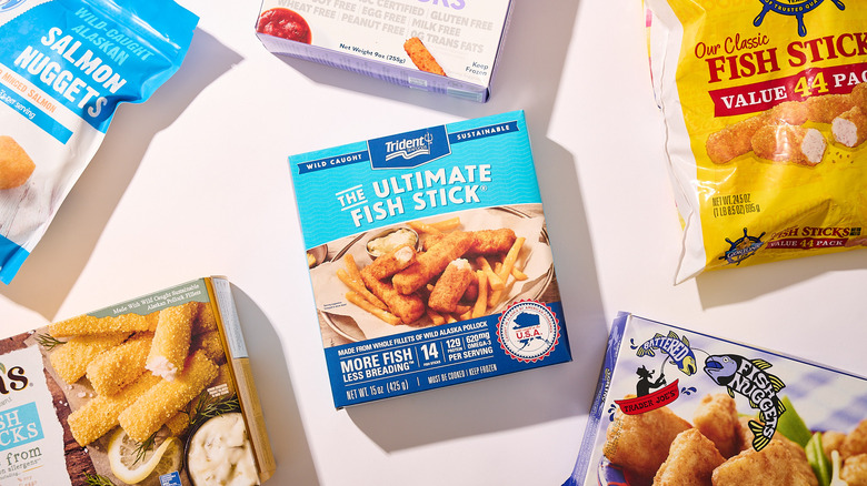 fish stick boxes on a table