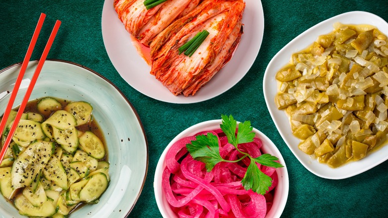 dishes of traditional pickled foods
