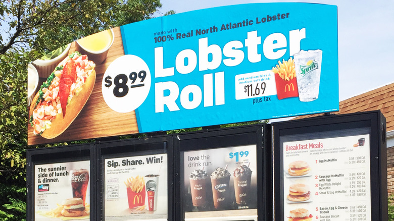 Lobster roll on McDonald's drive-through sign