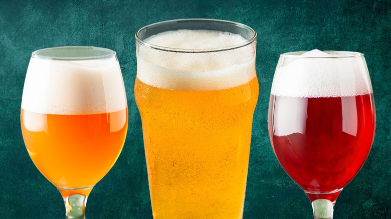 Ciders in three different glasses