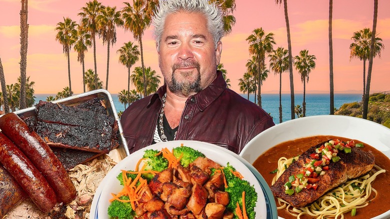 Guy Fieri about to cut into a giant burrito