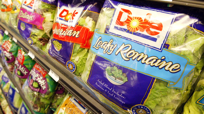 Bagged salad in the grocery store