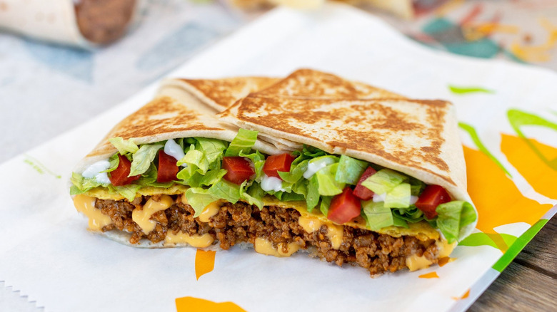 Taco Bell Crunchwrap Supreme with ground beef