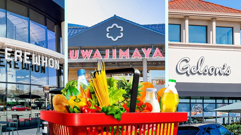 A collage of various West Coast supermarkets
